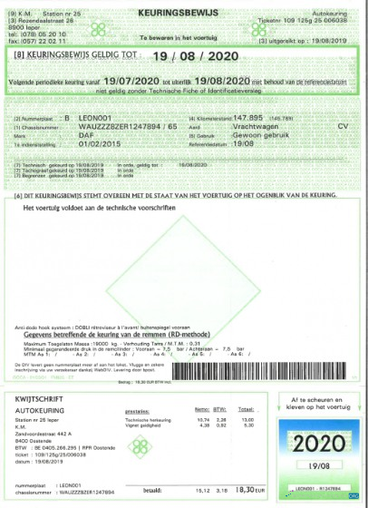 Download Belgium vehicle registration certificate Photoshop template